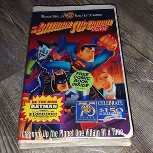The Batman Superman Movie (VHS, 1998, Clamshell) With Comic Book New Sealed Vint